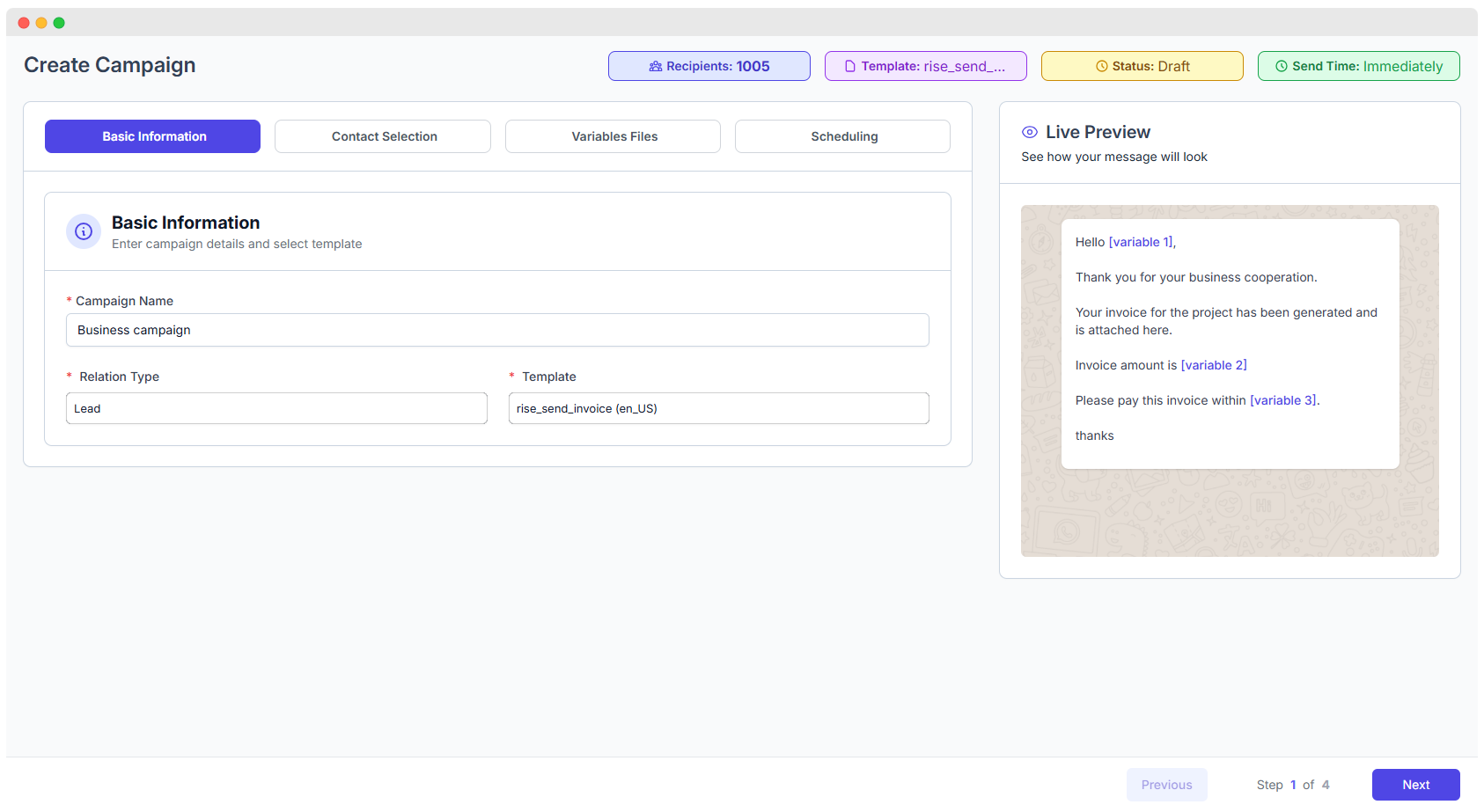 Campaign Creation Interface